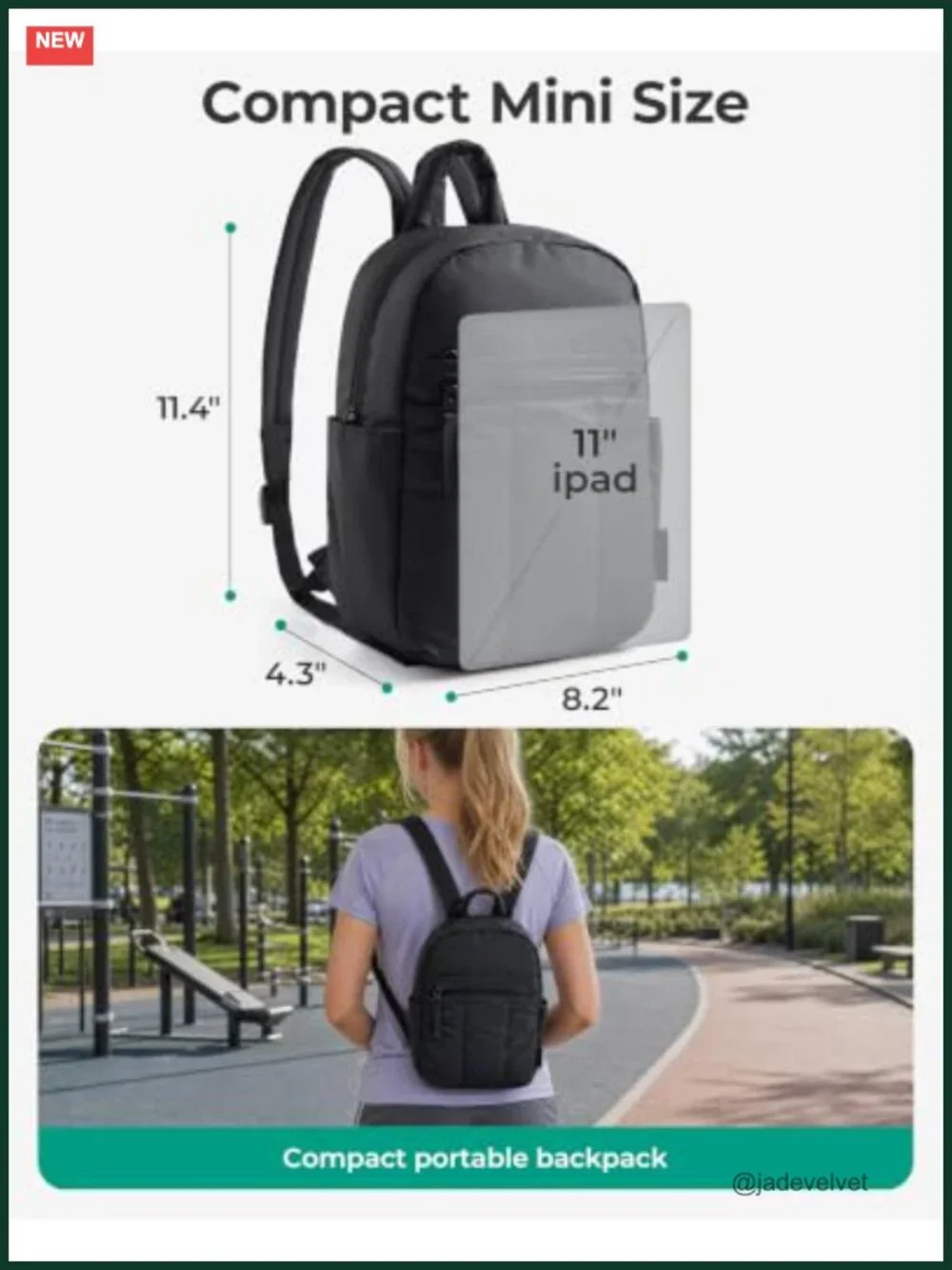 Mini Backpack Purse Lightweight Water-Resistant Tear-Resistant Tablet Pocket